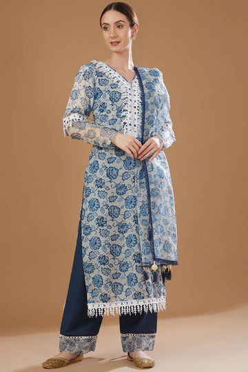 Powder Blue Chanderi Kurta Set