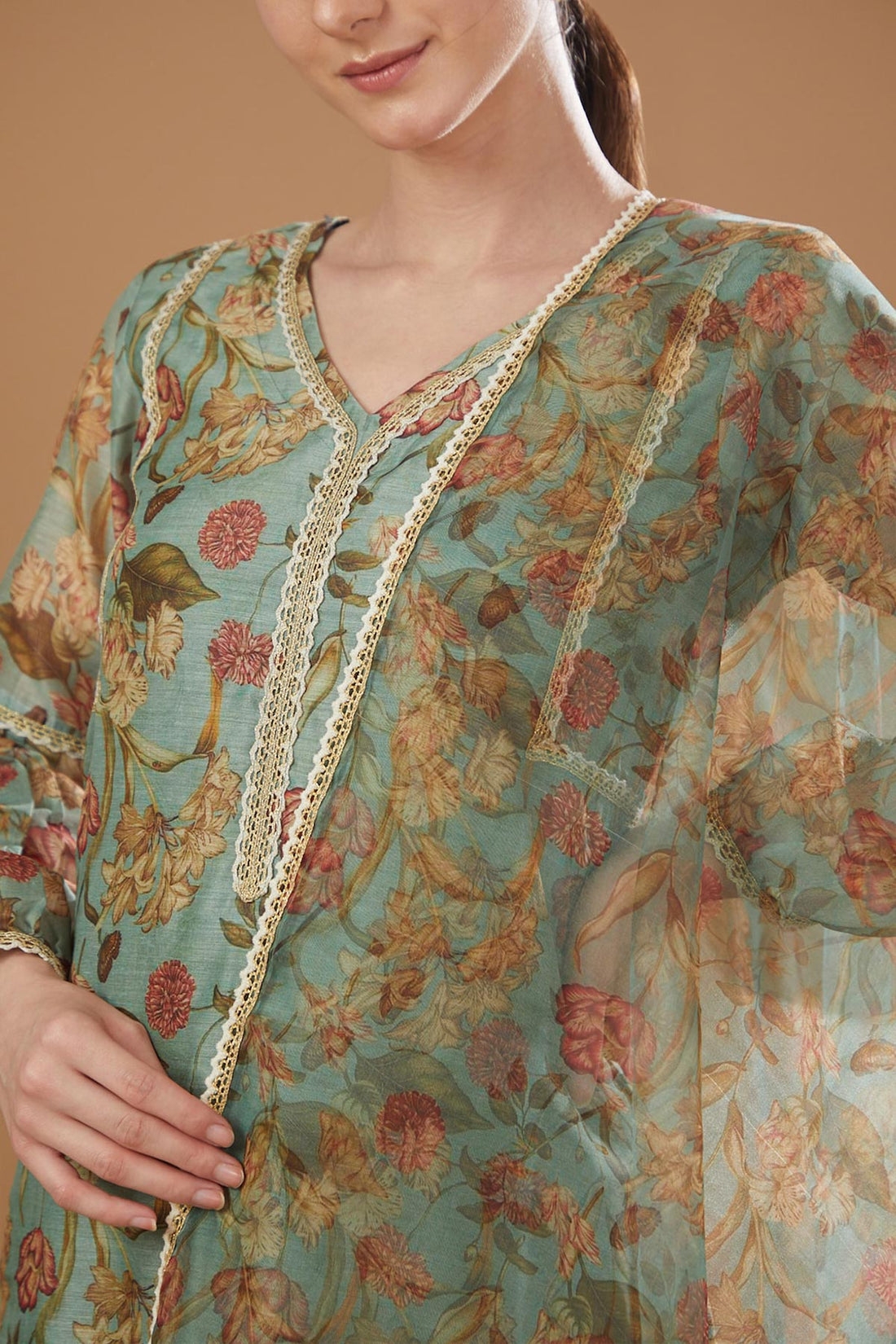 Mint Chanderi Kurta Set
