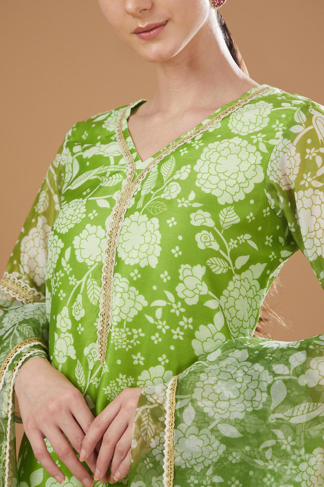 Green Chanderi Kurta Set