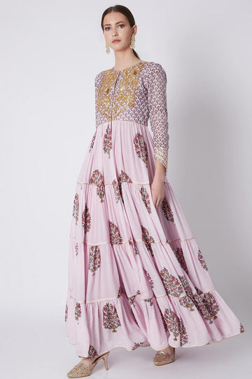 Pink Layered Anarkali Set