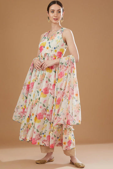 Multi Color Chanderi Anarkali