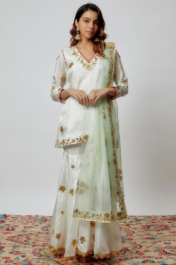 Ivory Hand Embroidered Sharara Set