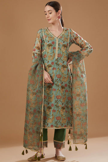 Mint Chanderi Kurta Set