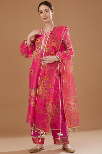 Hot Pink Chanderi Kurta Set