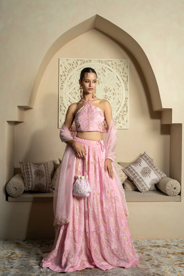 Blush Pink Pearl Work Lehenga Set