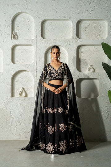 Black Mirror Work Lehenga Set
