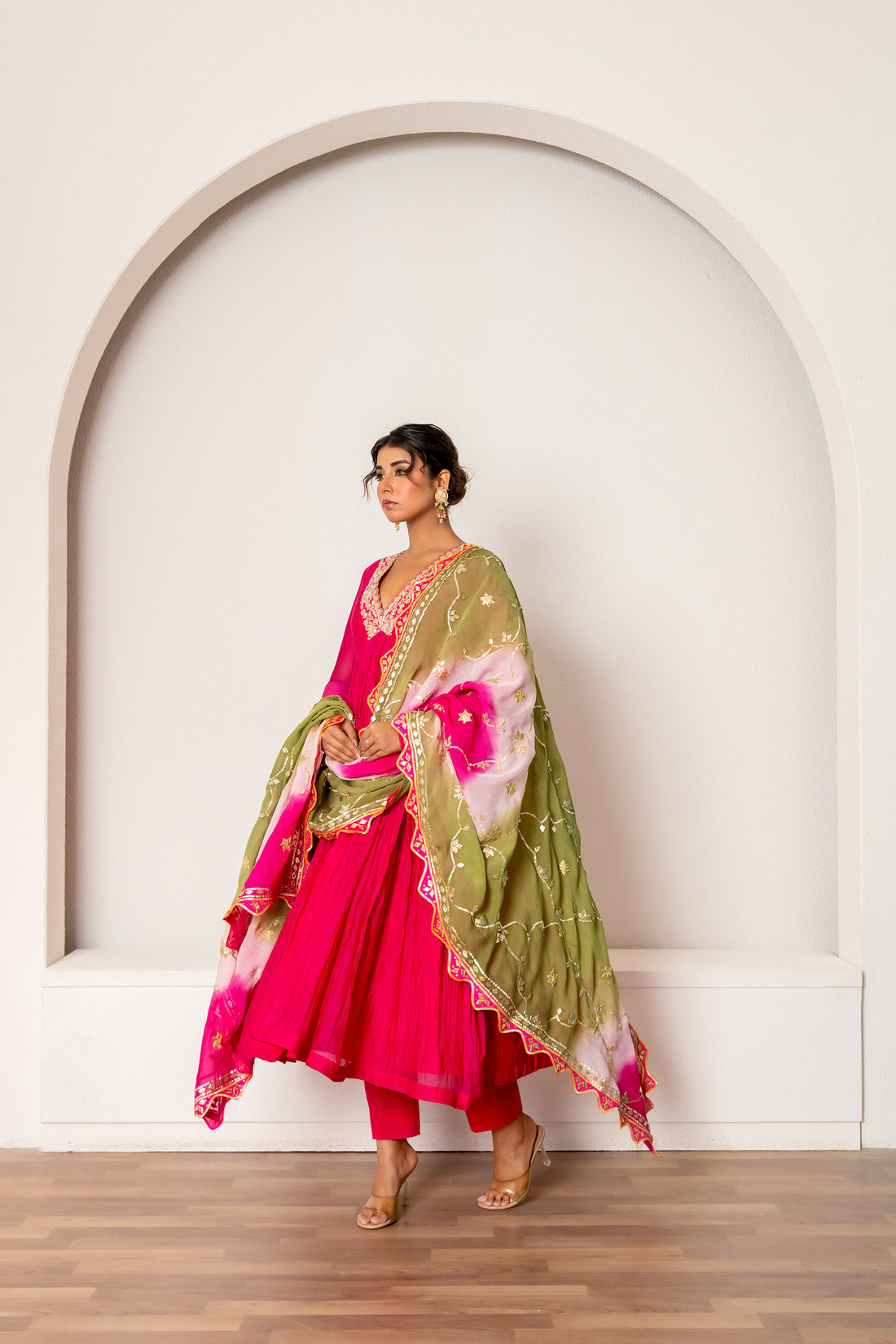 Hot Pink Chanderi Kurta Set