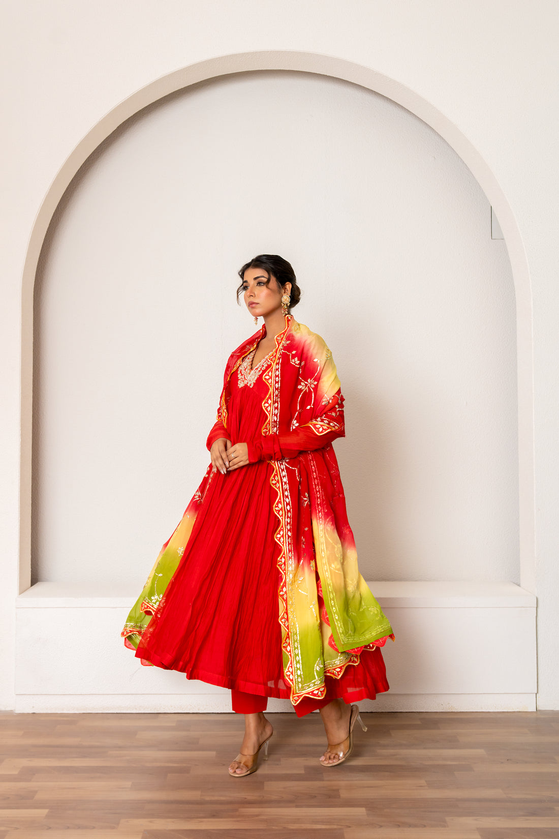 Red Chanderi Kurta Set