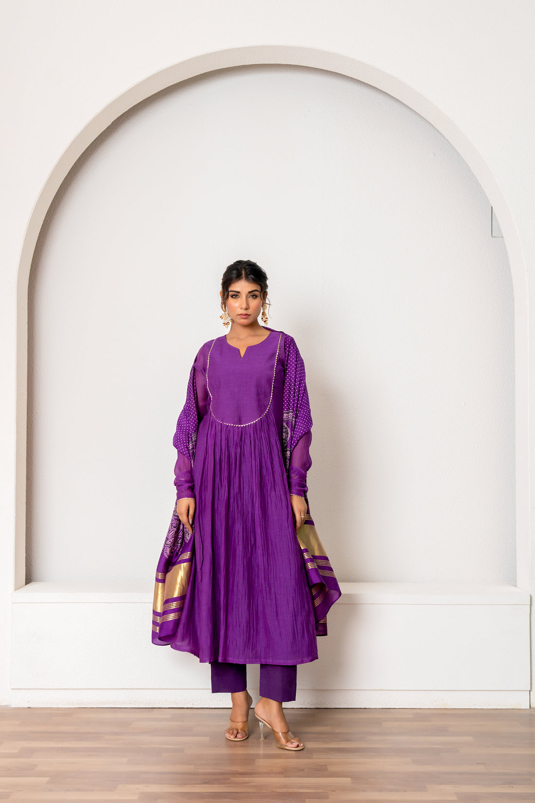 Purple Chanderi Kurta Set