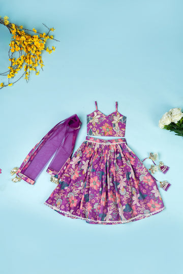 Purple Lehenga Set For Girls