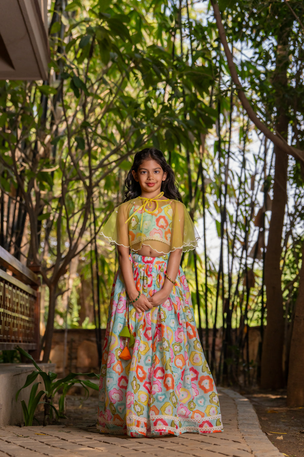 Blue Printed Lehenga set for Girls