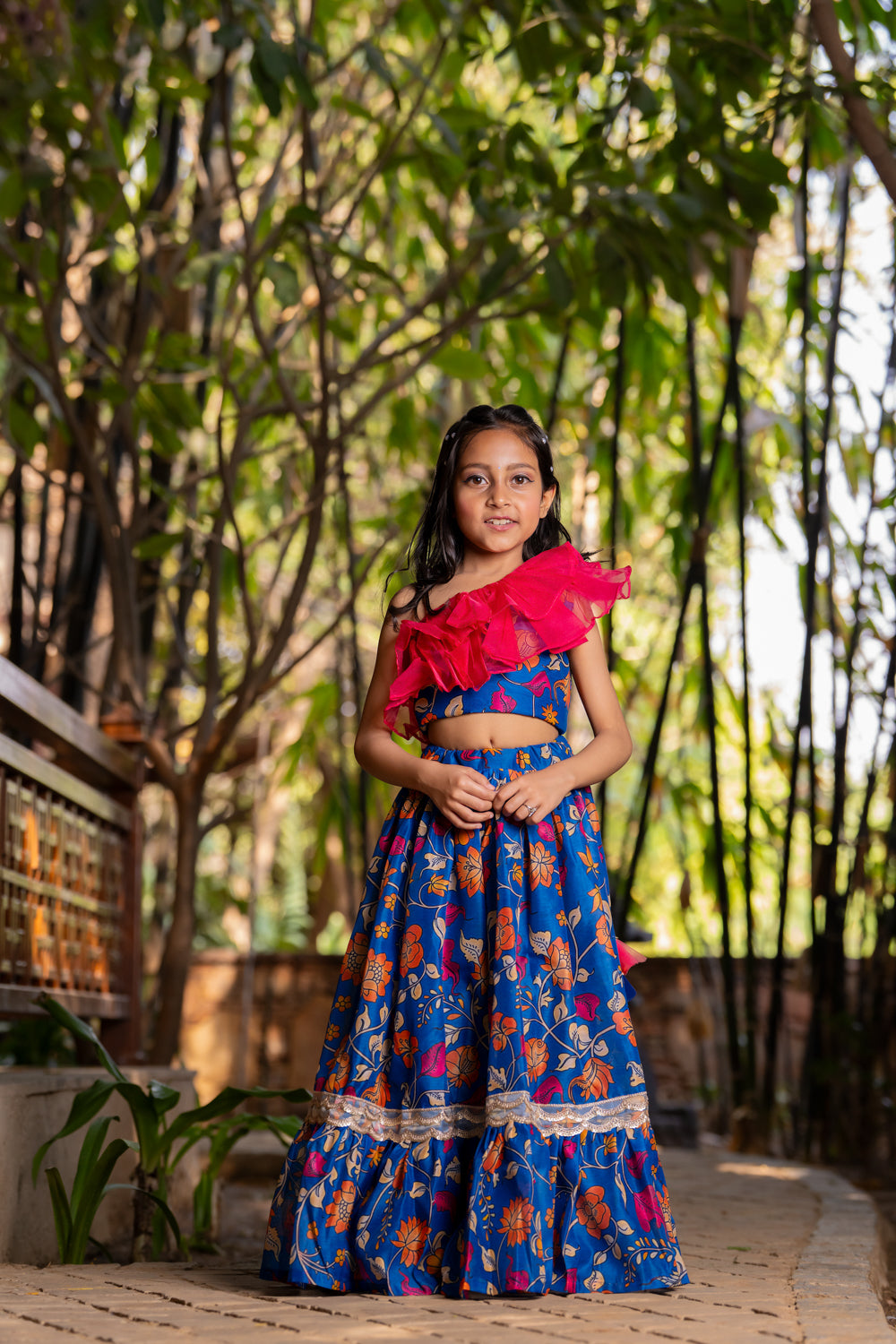 Blue Printed Lehenga set for Girls - 2