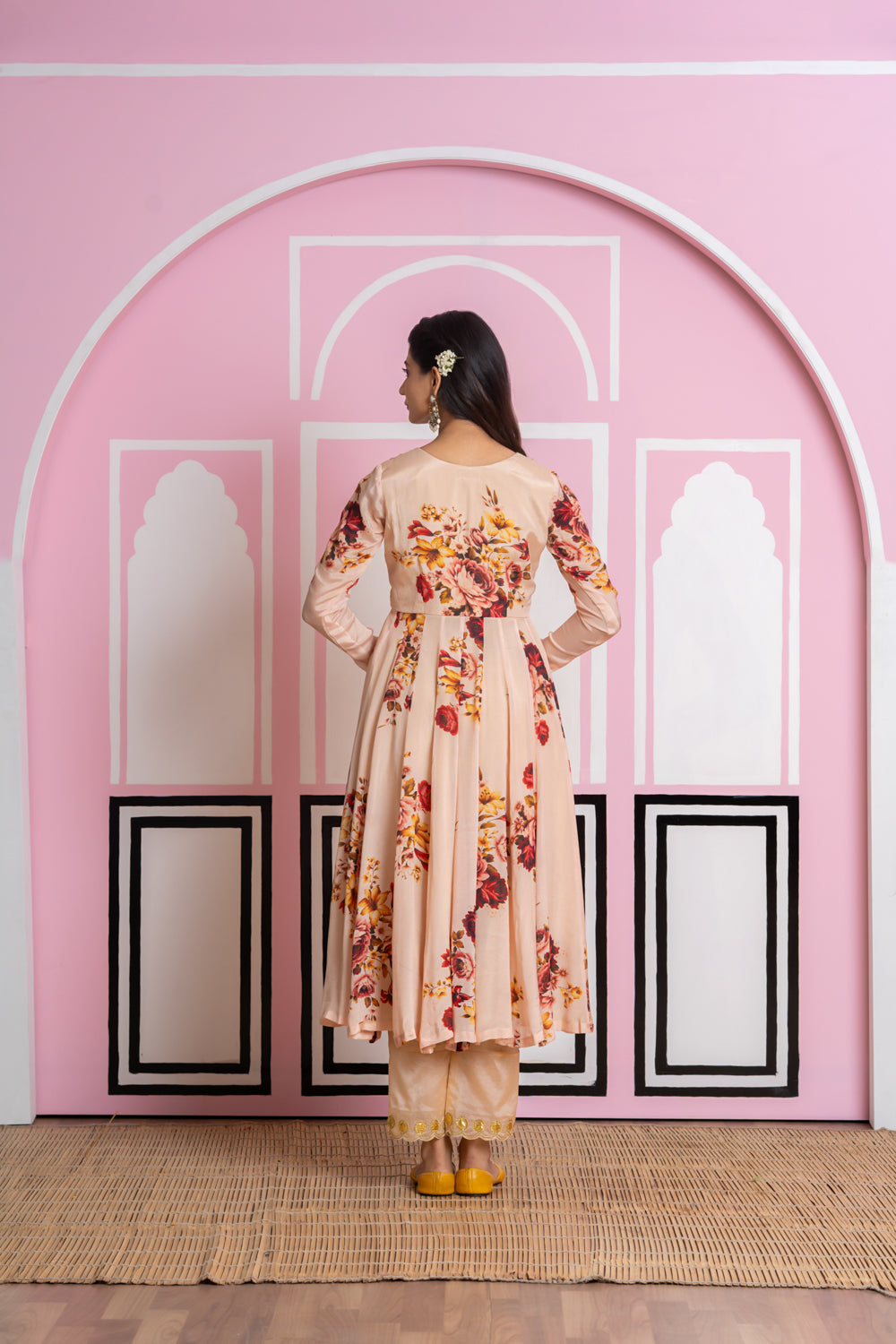 Beige Chinnon Chiffon Anarkali Set