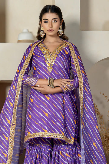 Purple Kota Doriya Sharara Set