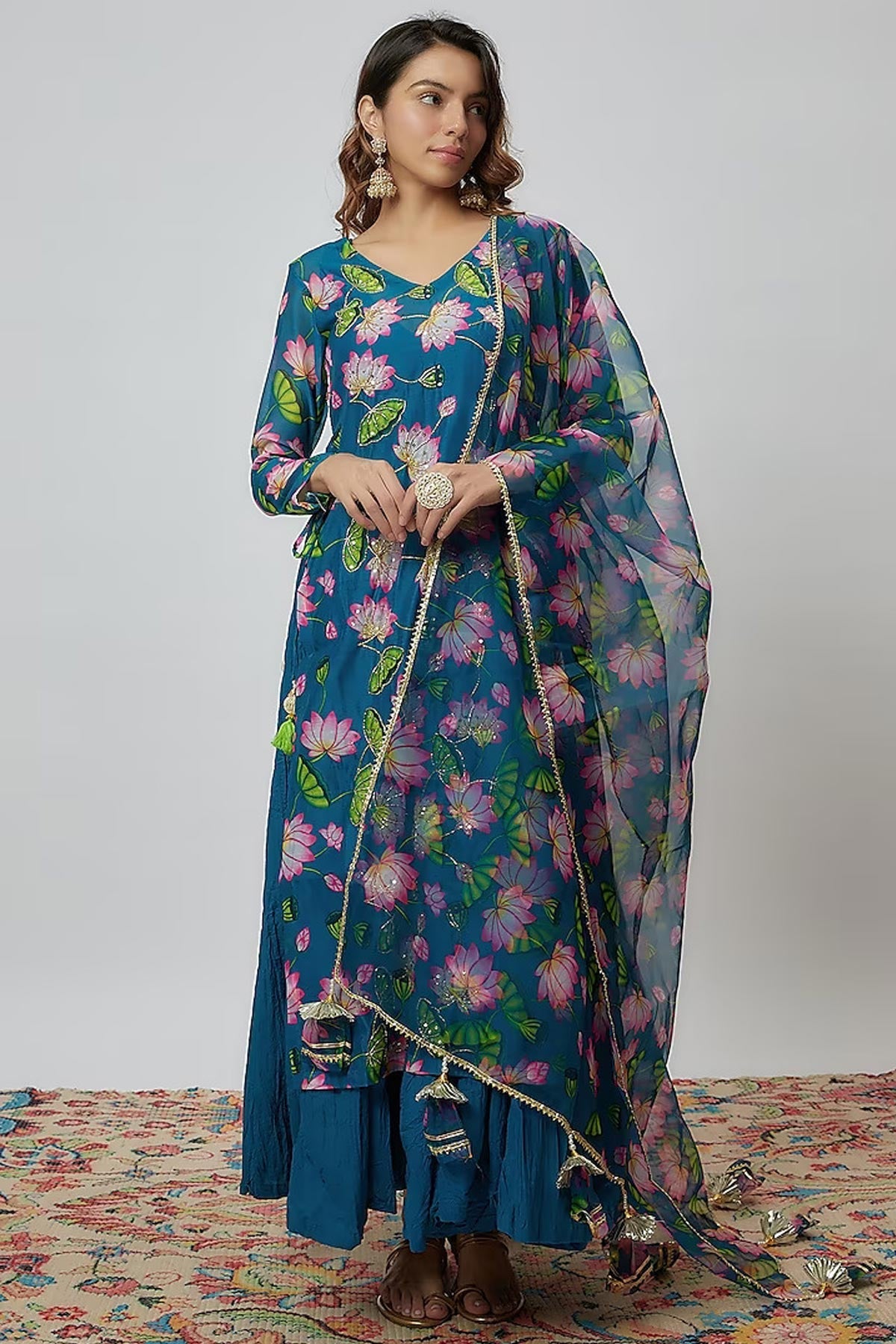 Rama Green Chanderi Kurta Set