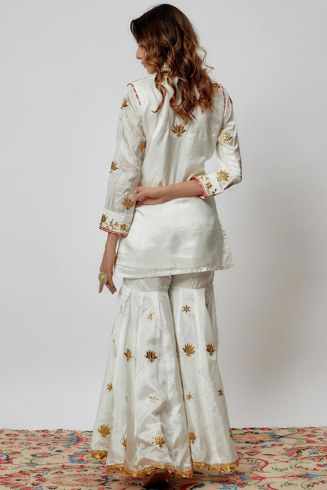 Ivory Hand Embroidered Sharara Set