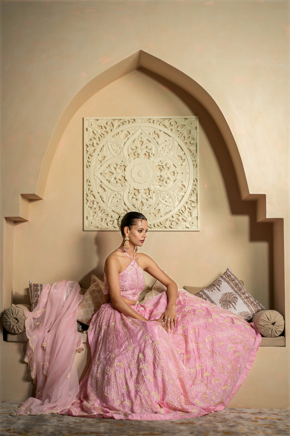 Blush Pink Pearl Work Lehenga Set