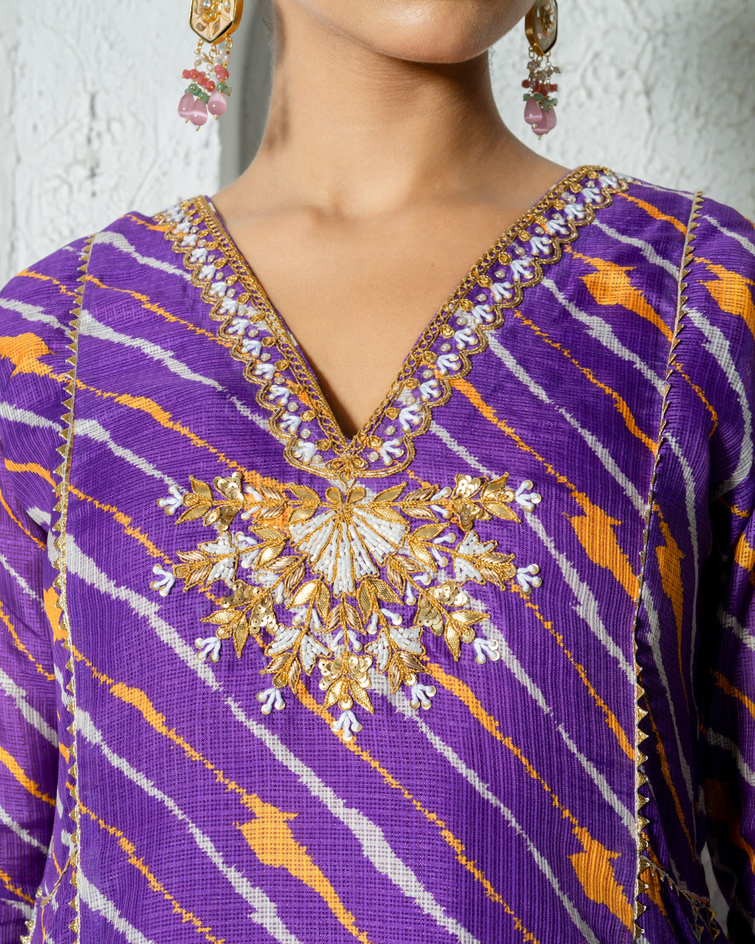 Purple Kota doriya Anarkali Set