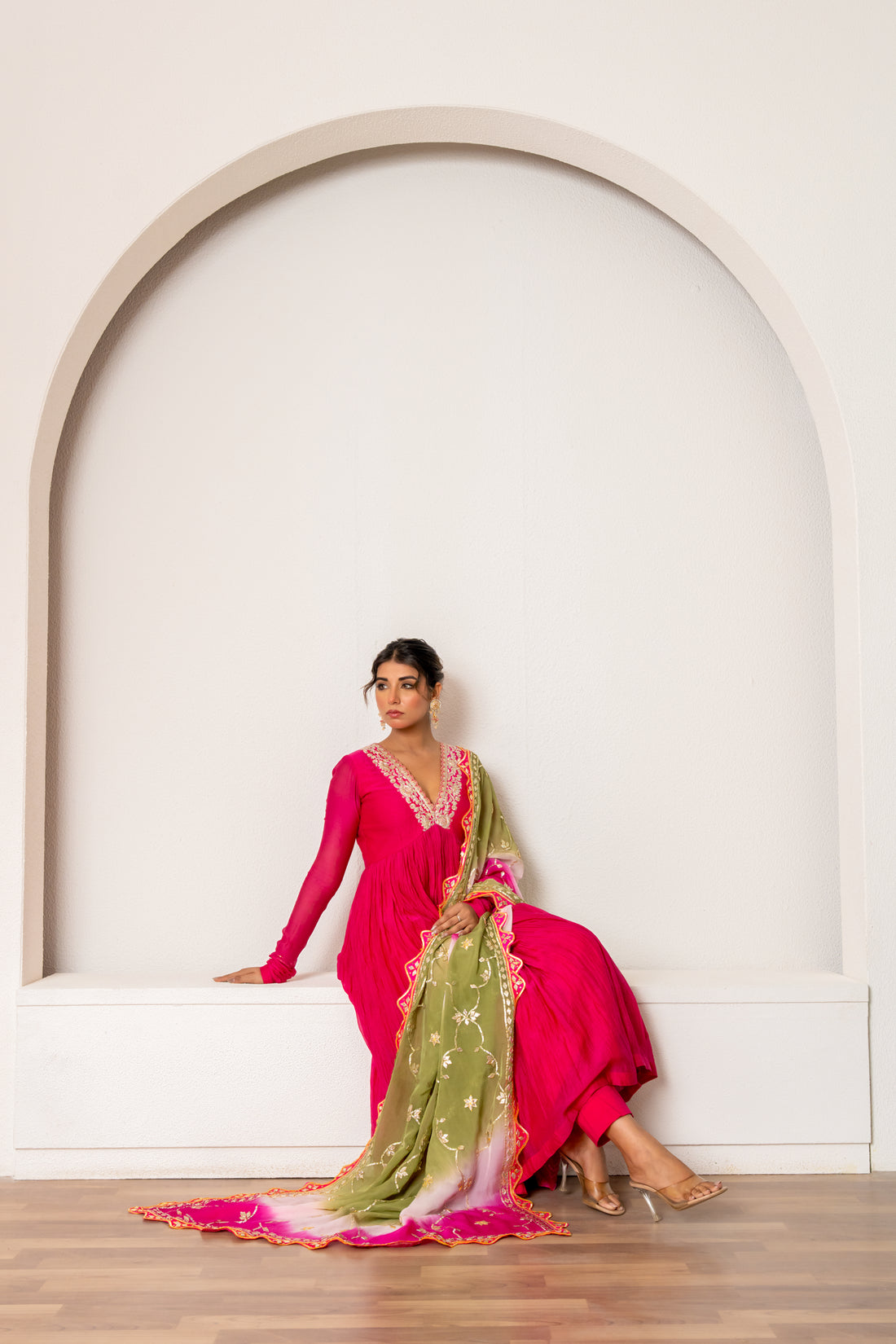 Hot Pink Chanderi Kurta Set