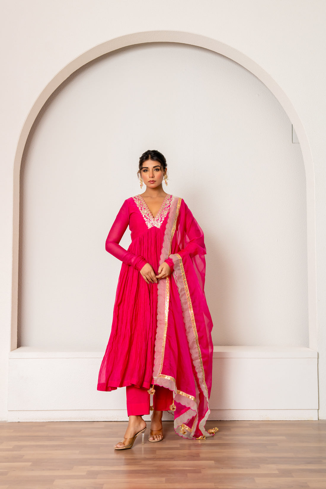 Hot Pink Chanderi Kurta Set