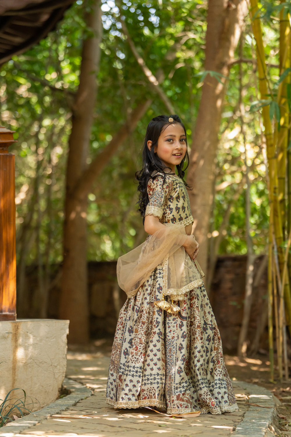 Multi-coloured Printed Lehenga with Cape - 2