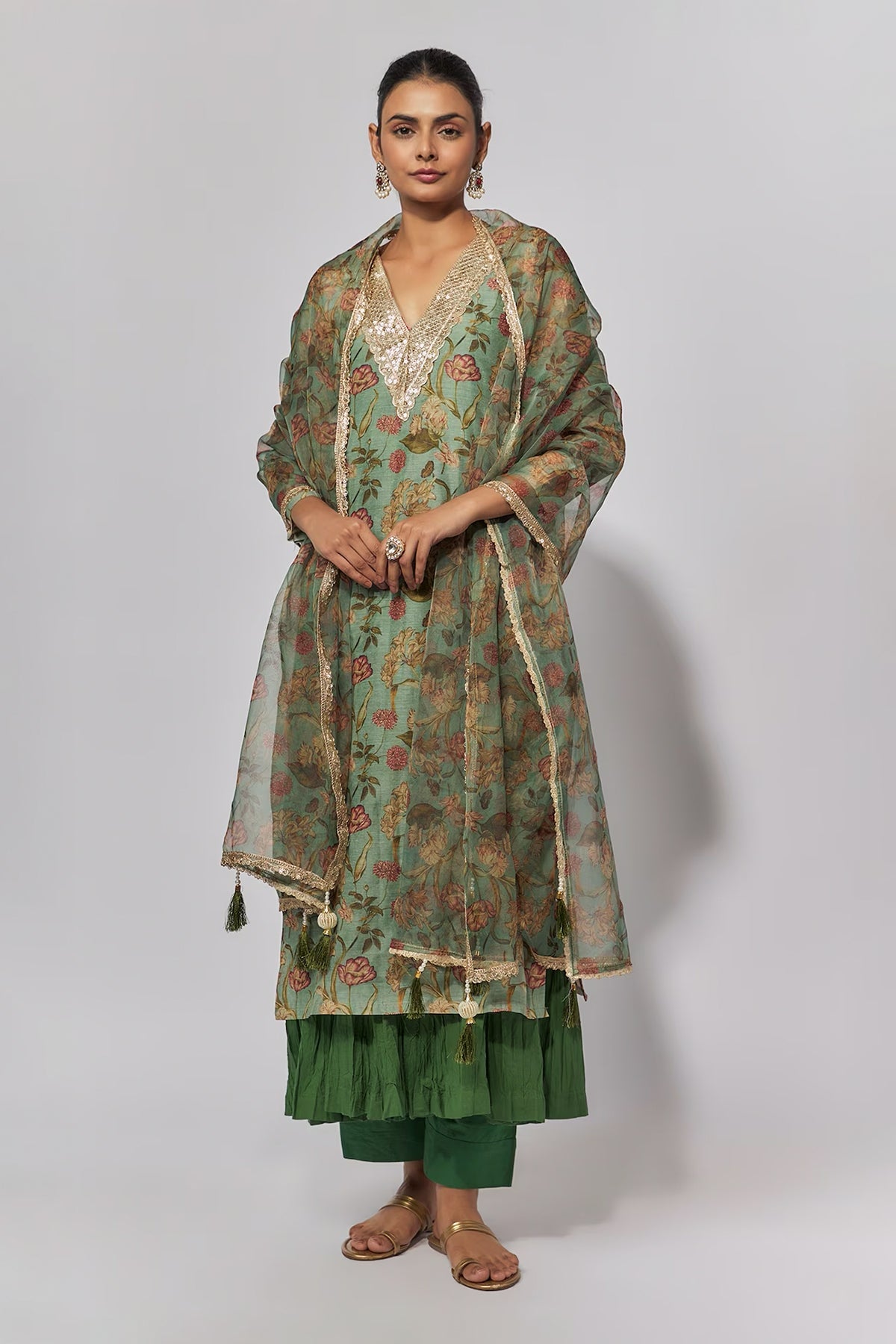 Mint Green Chanderi Kurta Set
