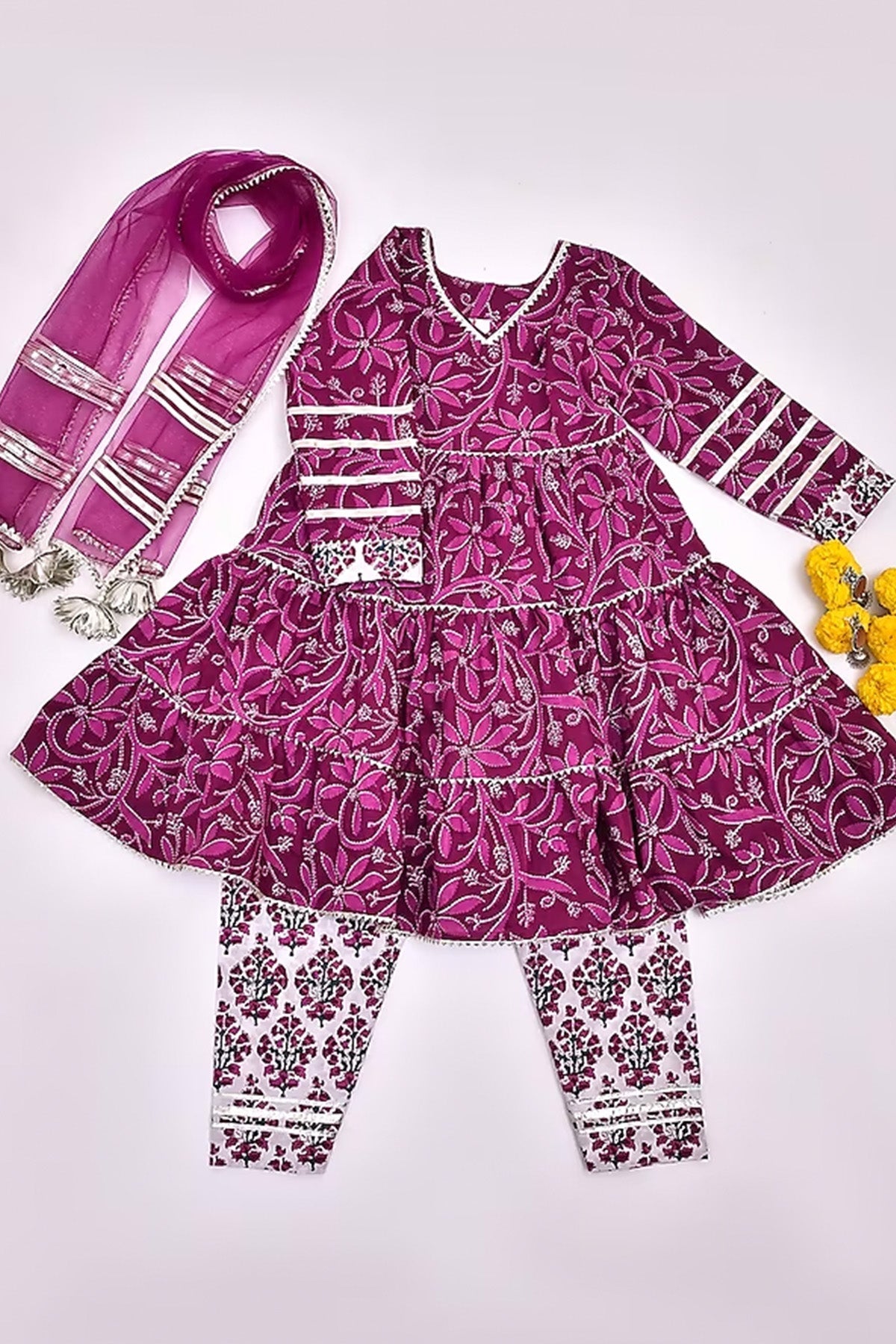Wine Kurta Set