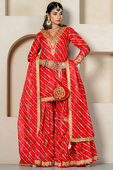 Red Kota Doriya Sharara Set