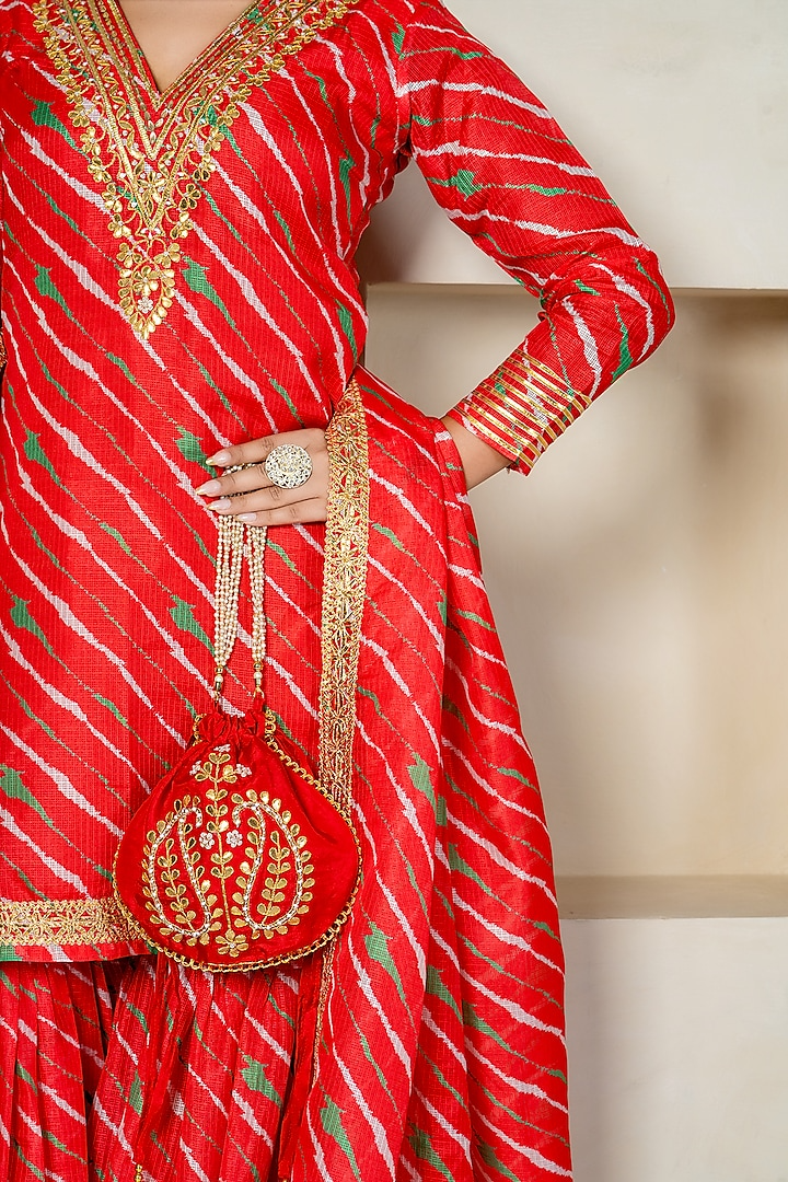 Red Kota Doriya Sharara Set